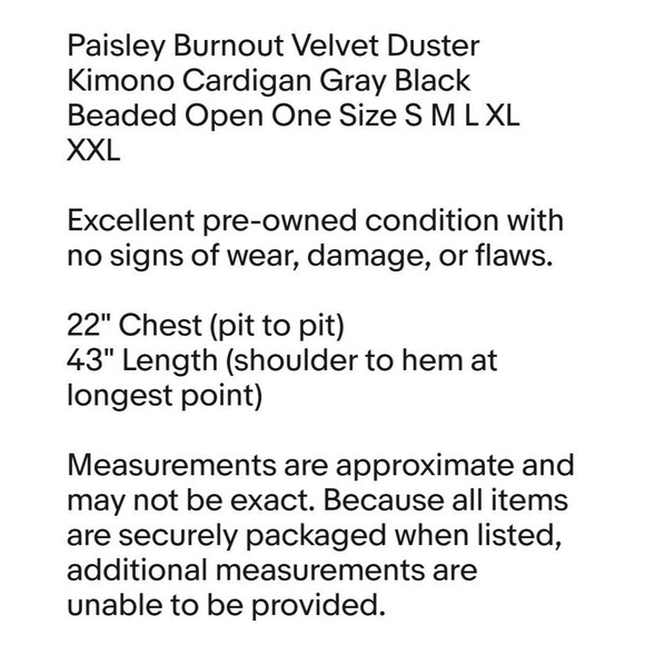 Burnout Velvet Paisley Beaded Kimono Duster - Picture 2 of 10